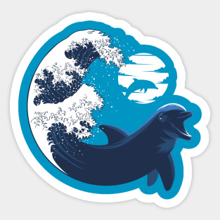 Wave Dolphin Sticker